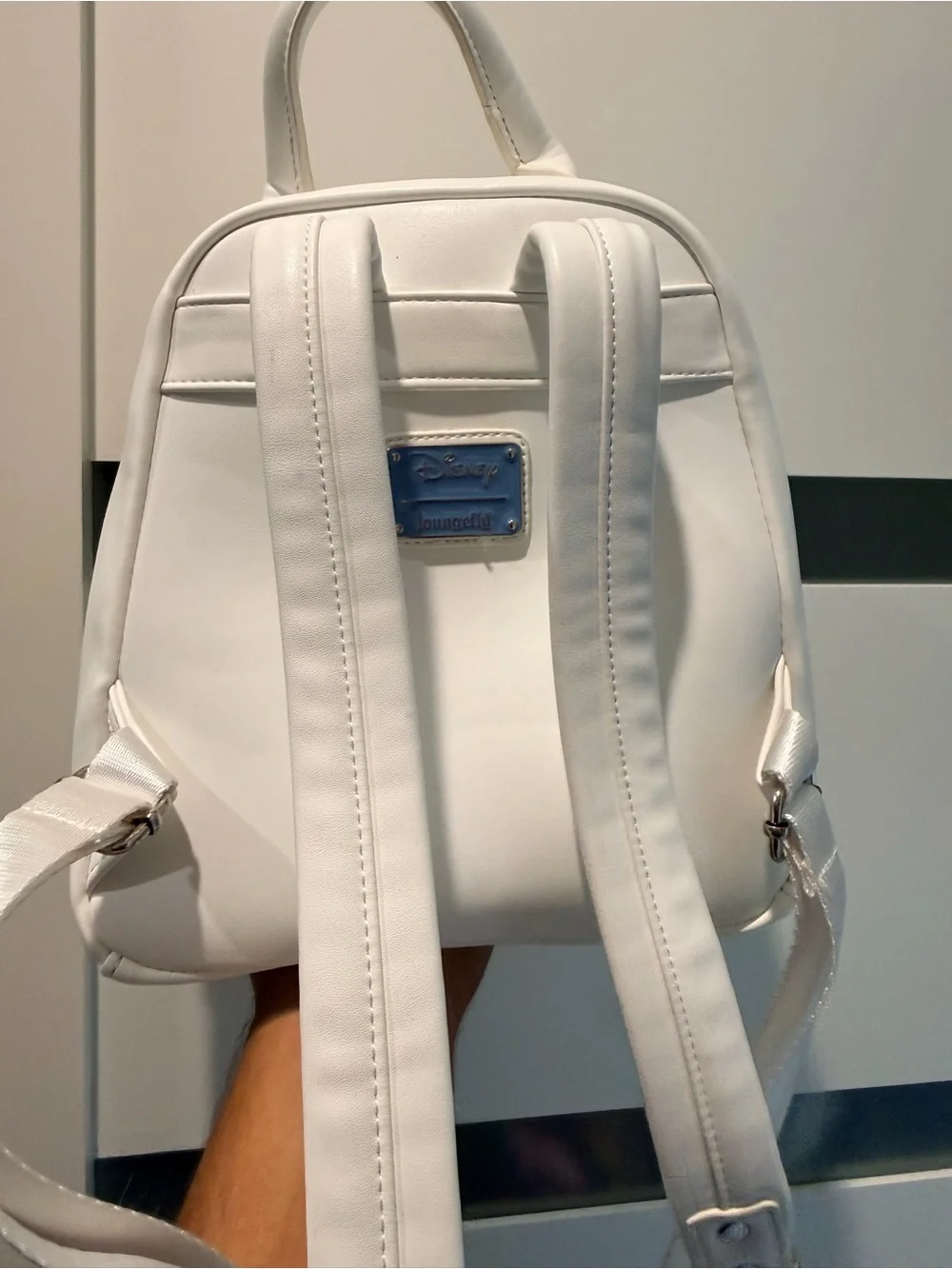 Loungefly White Quilted Chevron Mini Backpack with Character Charm